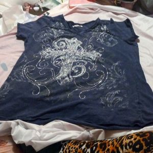 2x navy rhinestone shirt